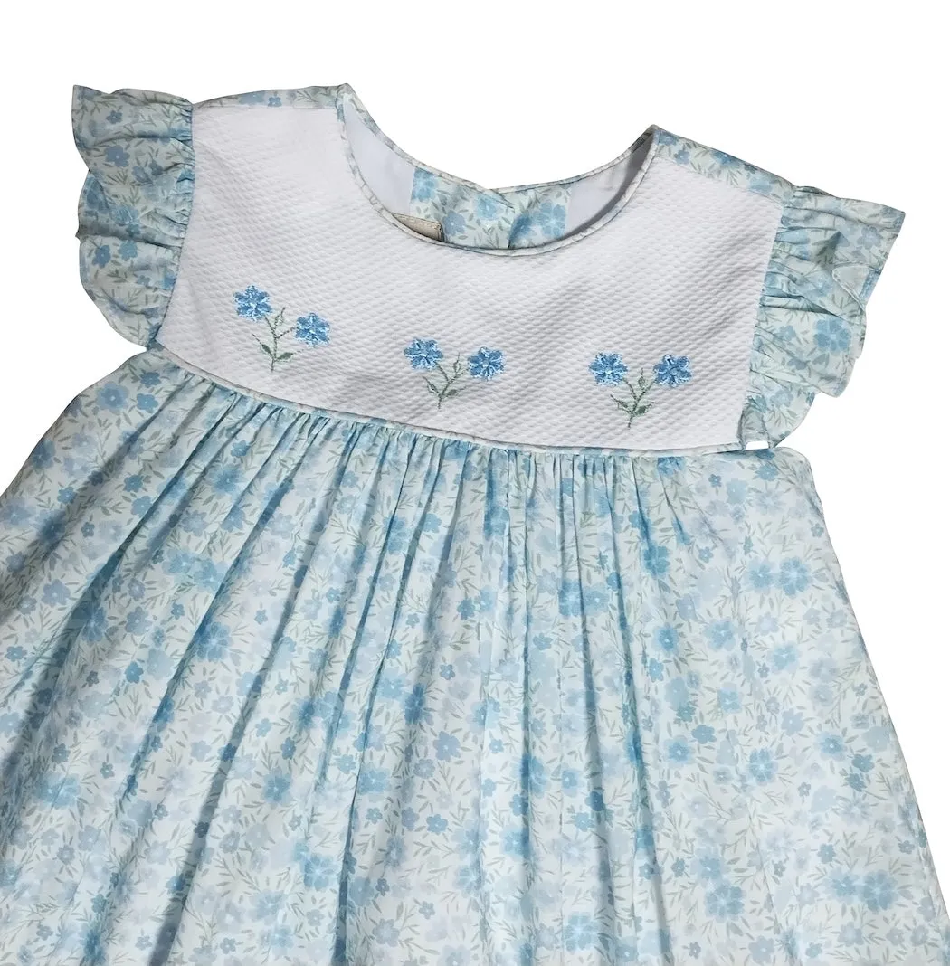 "Carly and Ronnie" Blue Flowers Print Girl's Float Dress