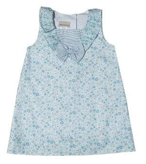 "Carly and Ronnie" Girl's Blue Floral A-Line Dress