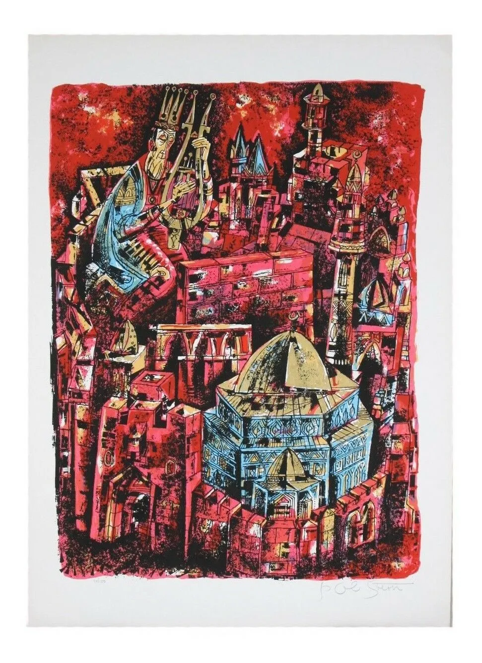 "City of King David" by Yossi Stern Lithograph on Paper Limited Ed of 150 w/ CoA