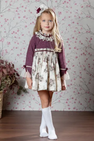 "Elisabetta" Burgundy Floral Dress