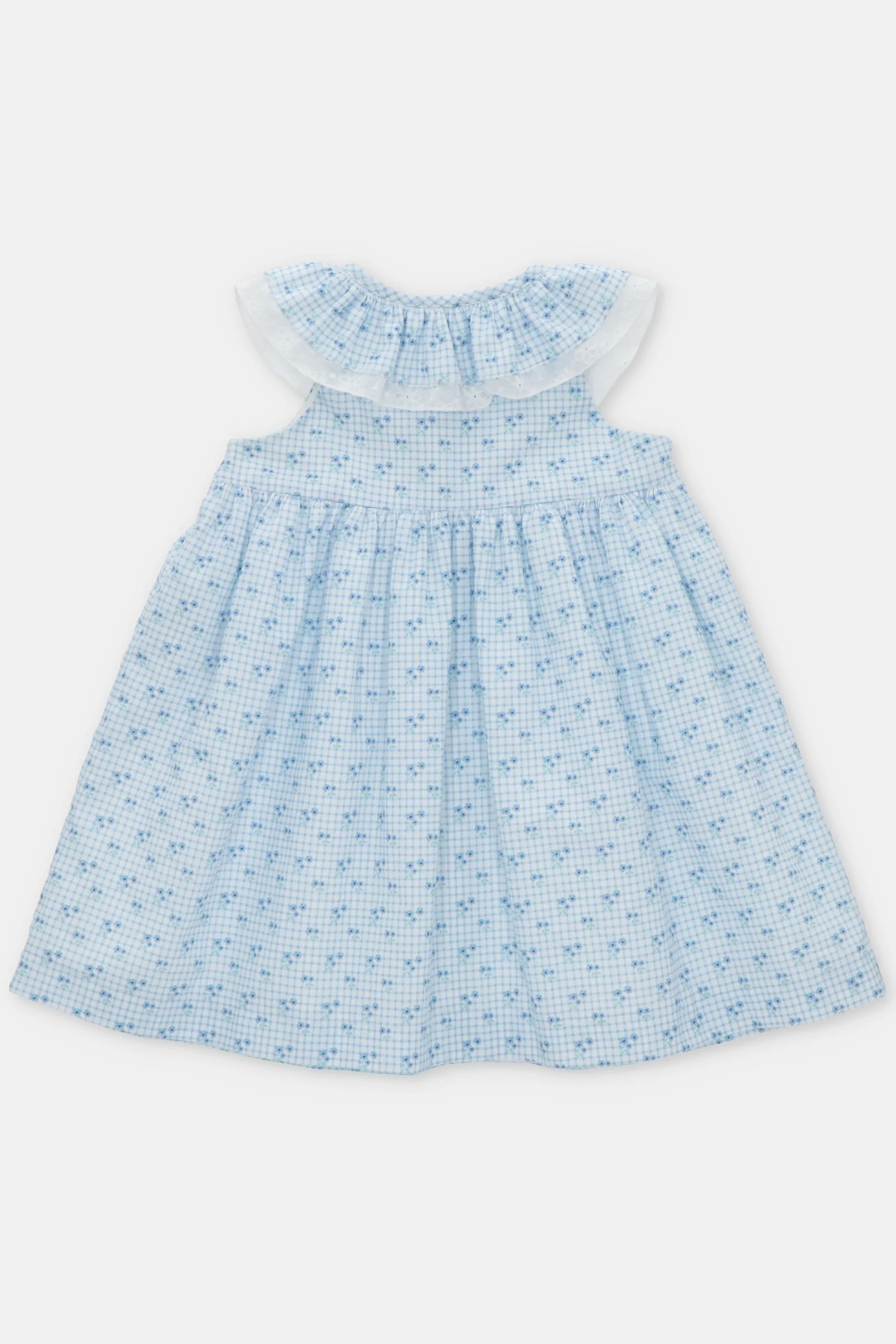 "Georgiana" Dusky Blue Floral Dress