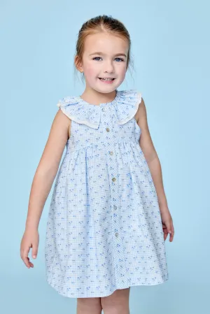 "Georgiana" Dusky Blue Floral Dress