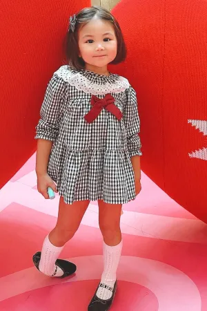 "Layla" Black Gingham Dress & Bloomers