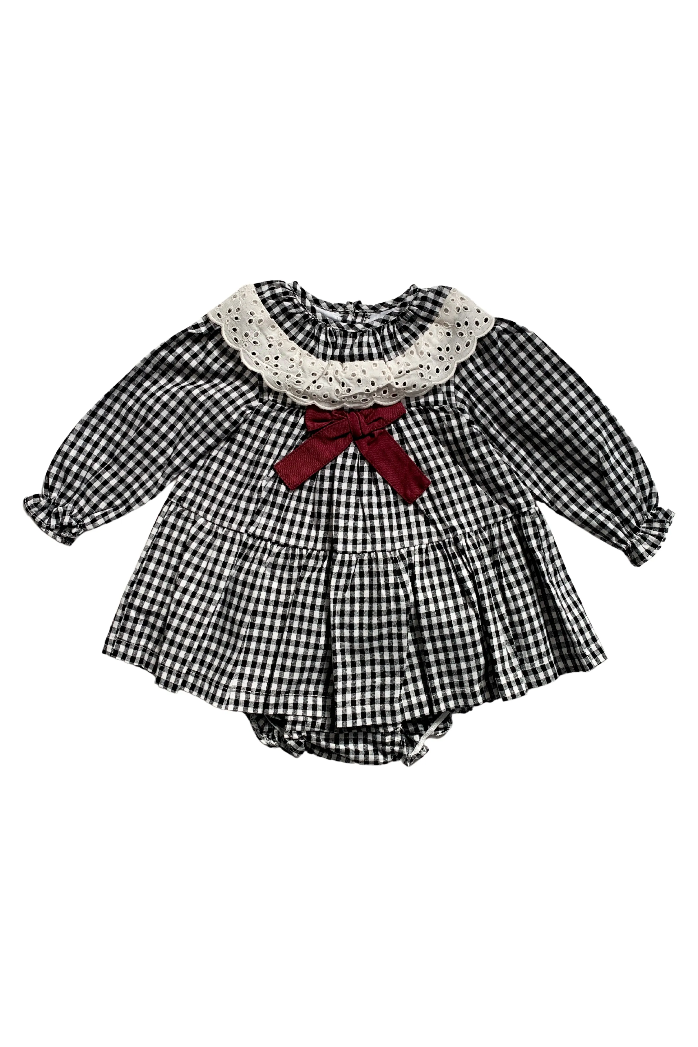 "Layla" Black Gingham Dress & Bloomers