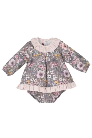 "Lola" Dusky Pink Floral Dress & Bloomers