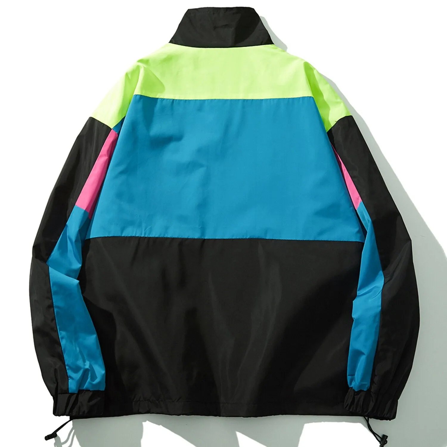 "OXAO" Veste Coupe Vent Vert Violet Rétro Streetwear - URB1™