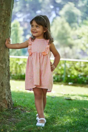 "Peaches" Orange Gingham Dress & Bloomers