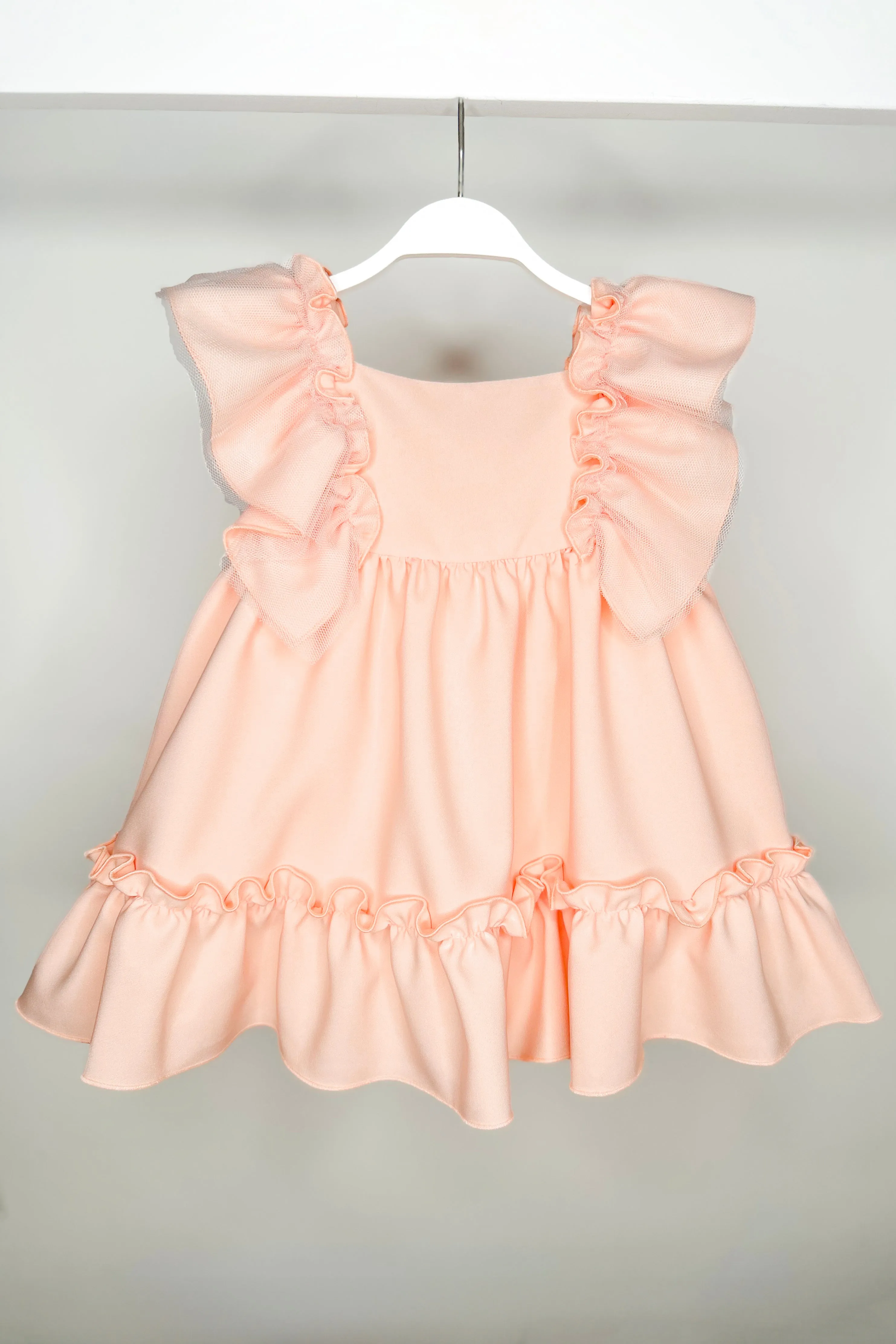 "Portia" Peach Scuba Tulle Dress