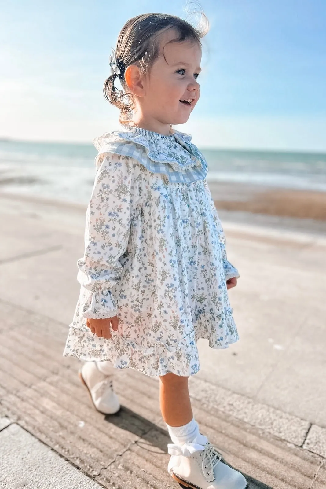 "Primrose" Blue Floral Dress & Bloomers