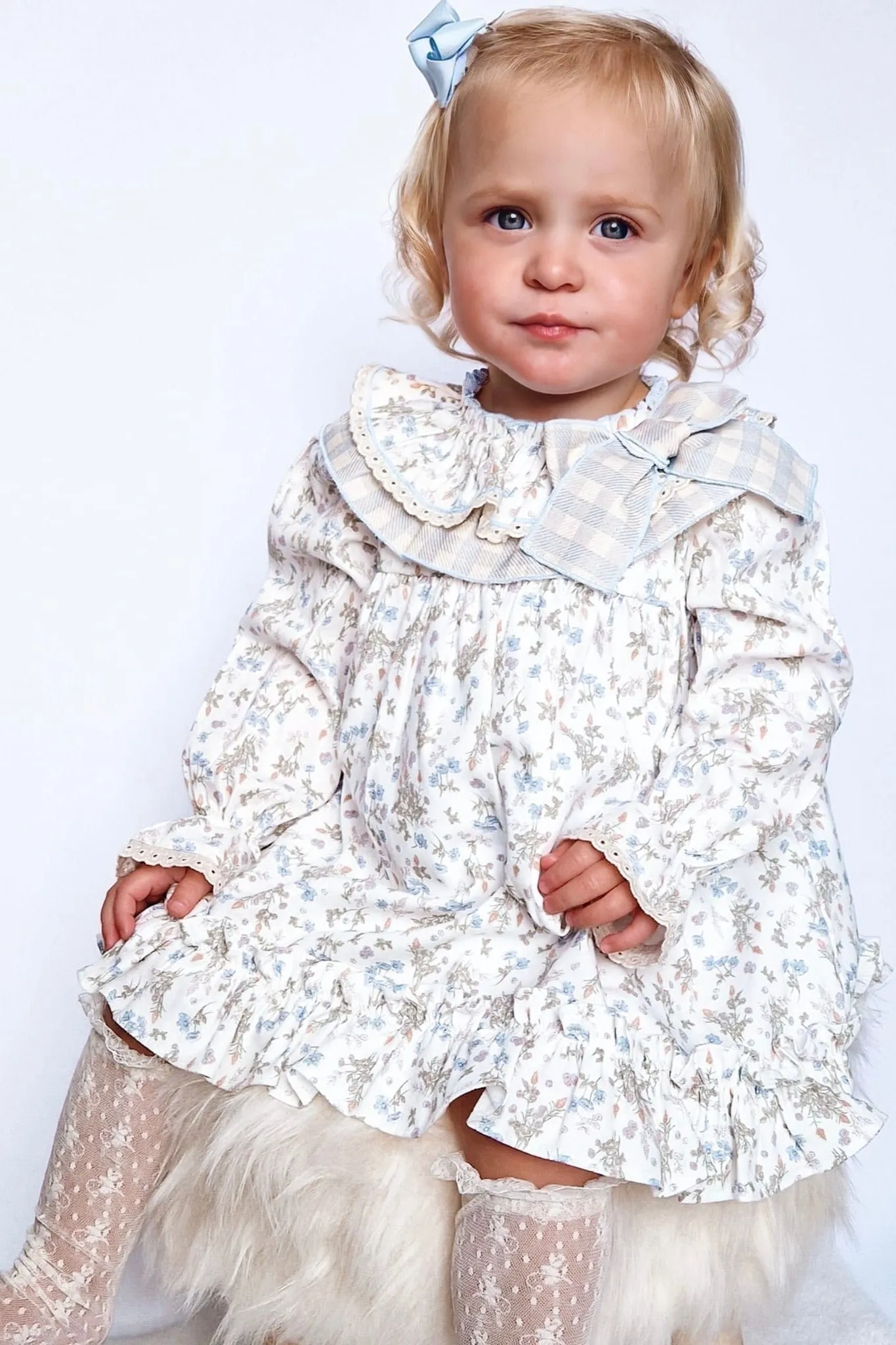"Primrose" Blue Floral Dress & Bloomers