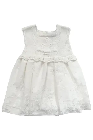 "Una" Ivory Knit Lace Dress