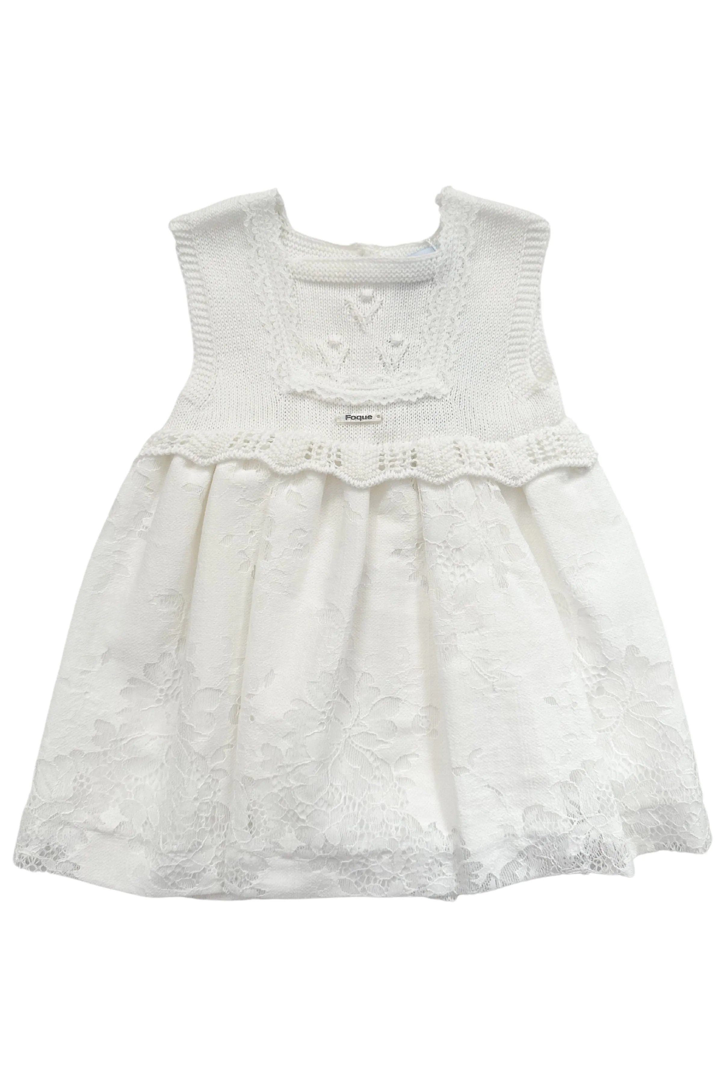 "Una" Ivory Knit Lace Dress