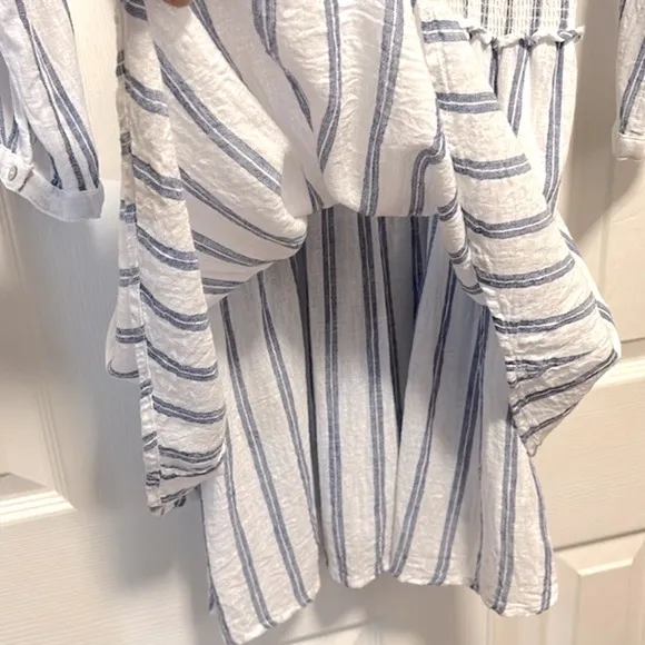 Rails Jasmine Linen-Blend Shirt Dress Blue Villa - Size Small