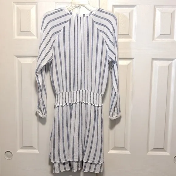Rails Jasmine Linen-Blend Shirt Dress Blue Villa - Size Small