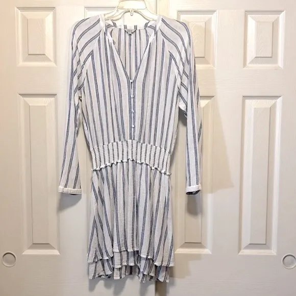 Rails Jasmine Linen-Blend Shirt Dress Blue Villa - Size Small