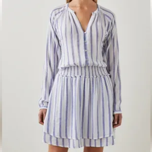 Rails Jasmine Linen-Blend Shirt Dress Blue Villa - Size Small