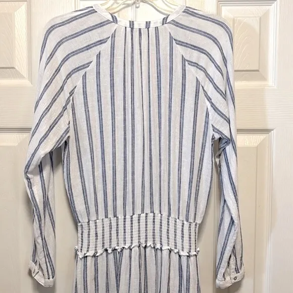 Rails Jasmine Linen-Blend Shirt Dress Blue Villa - Size Small