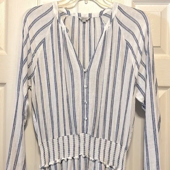Rails Jasmine Linen-Blend Shirt Dress Blue Villa - Size Small
