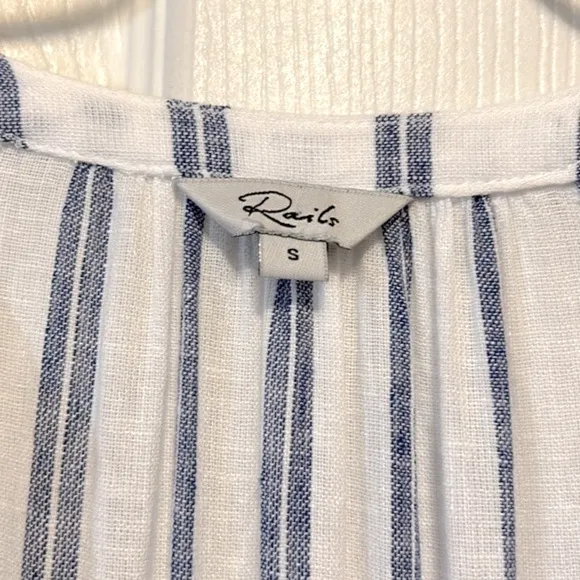 Rails Jasmine Linen-Blend Shirt Dress Blue Villa - Size Small