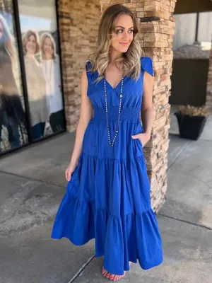 Reagan Royal Blue Ruffled Tiered Dress