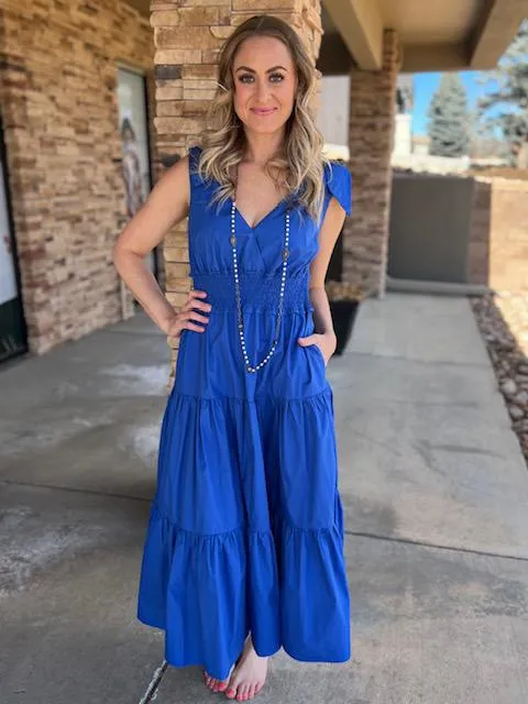 Reagan Royal Blue Ruffled Tiered Dress