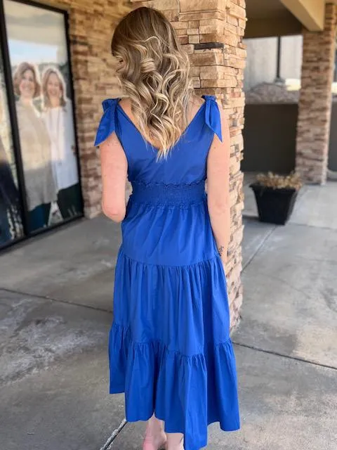 Reagan Royal Blue Ruffled Tiered Dress