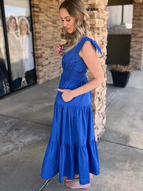 Reagan Royal Blue Ruffled Tiered Dress