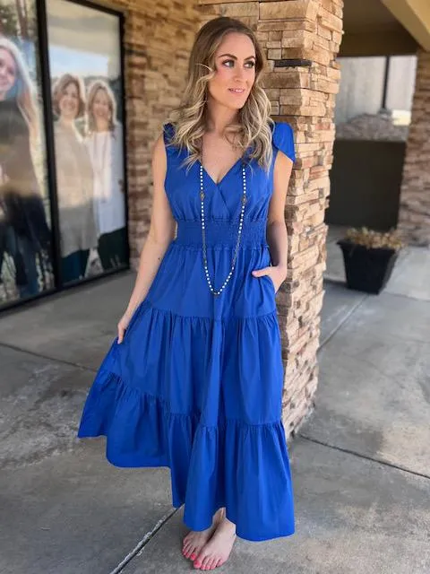 Reagan Royal Blue Ruffled Tiered Dress