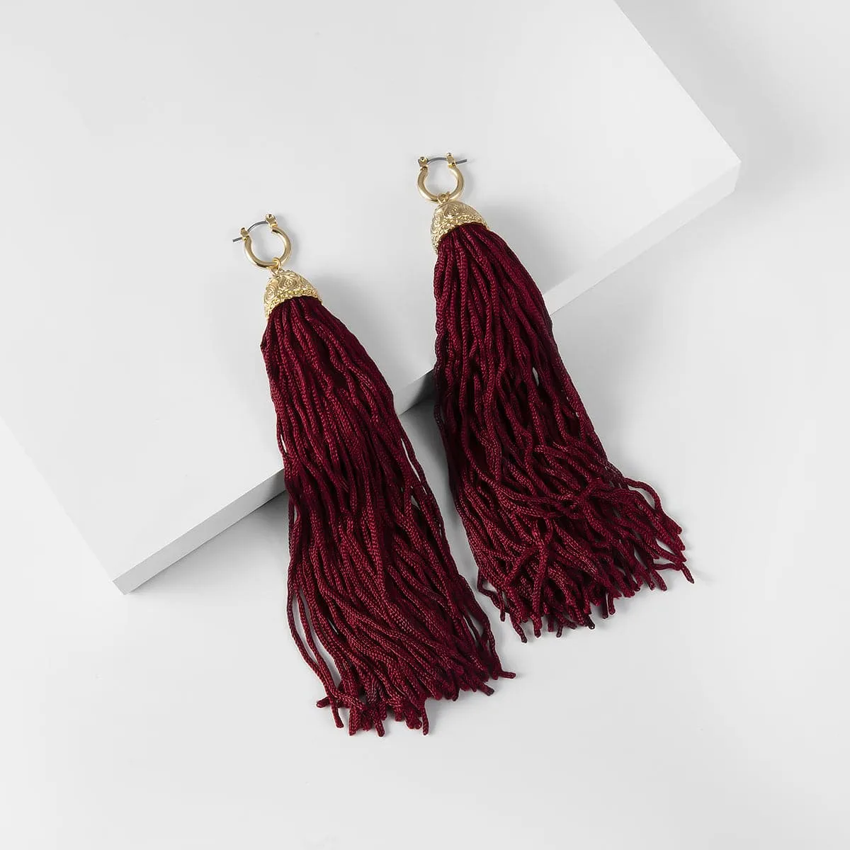 Red Polyster & 18K Gold-Plated Tassel Drop Earrings
