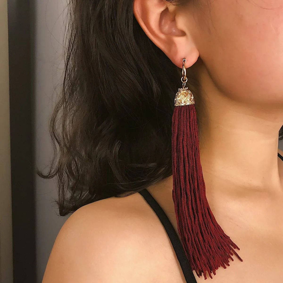 Red Polyster & 18K Gold-Plated Tassel Drop Earrings