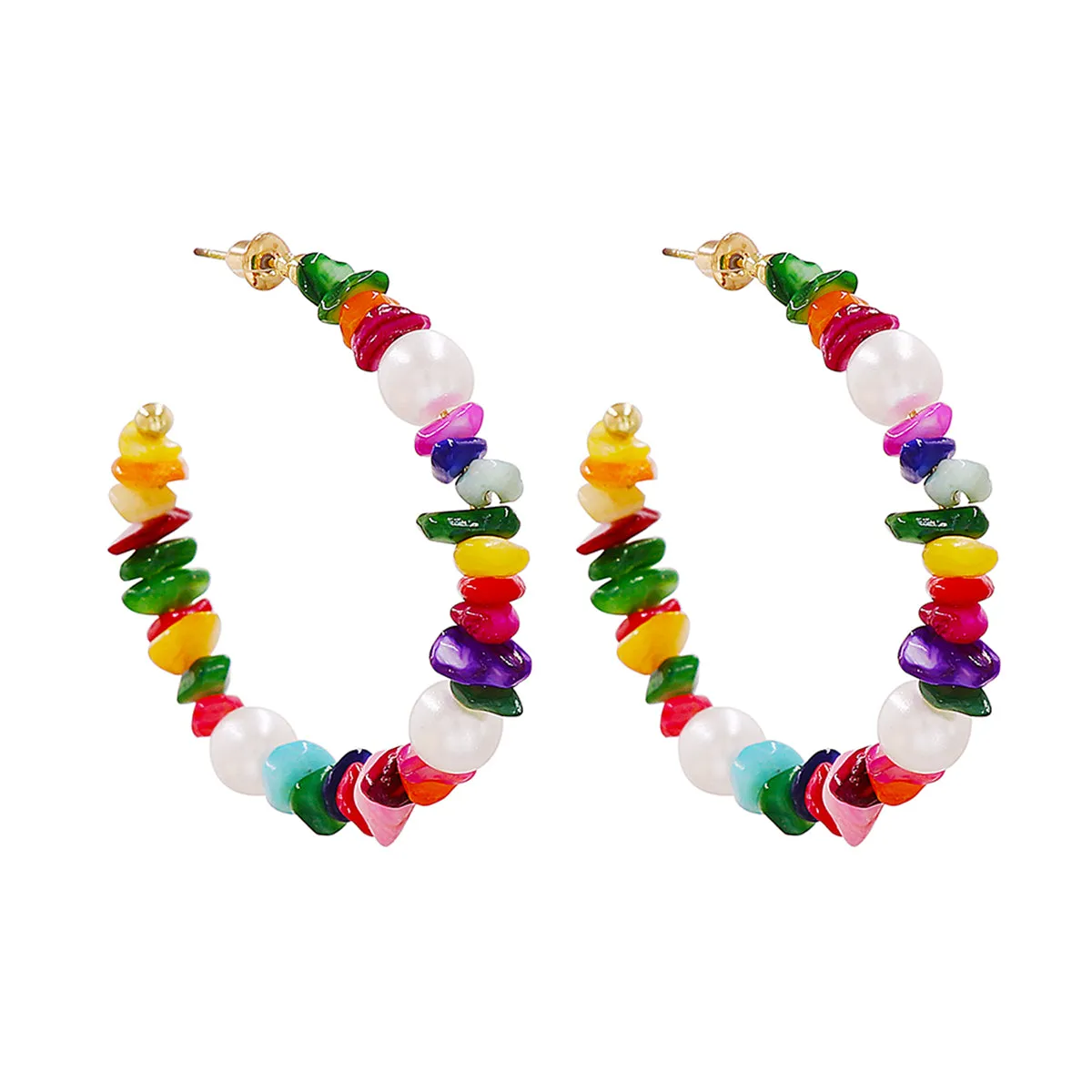 Red Resin & Pearl 18K Gold-Plated Beaded Hoop Earrings