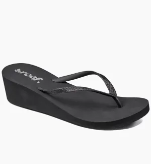 Reef Womens Krystal Star Flip Flops  - Black/Black