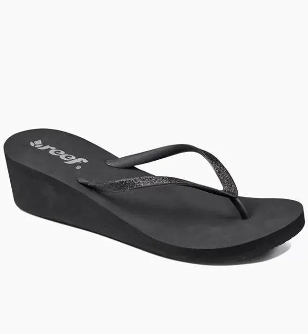 Reef Womens Krystal Star Flip Flops  - Black/Black