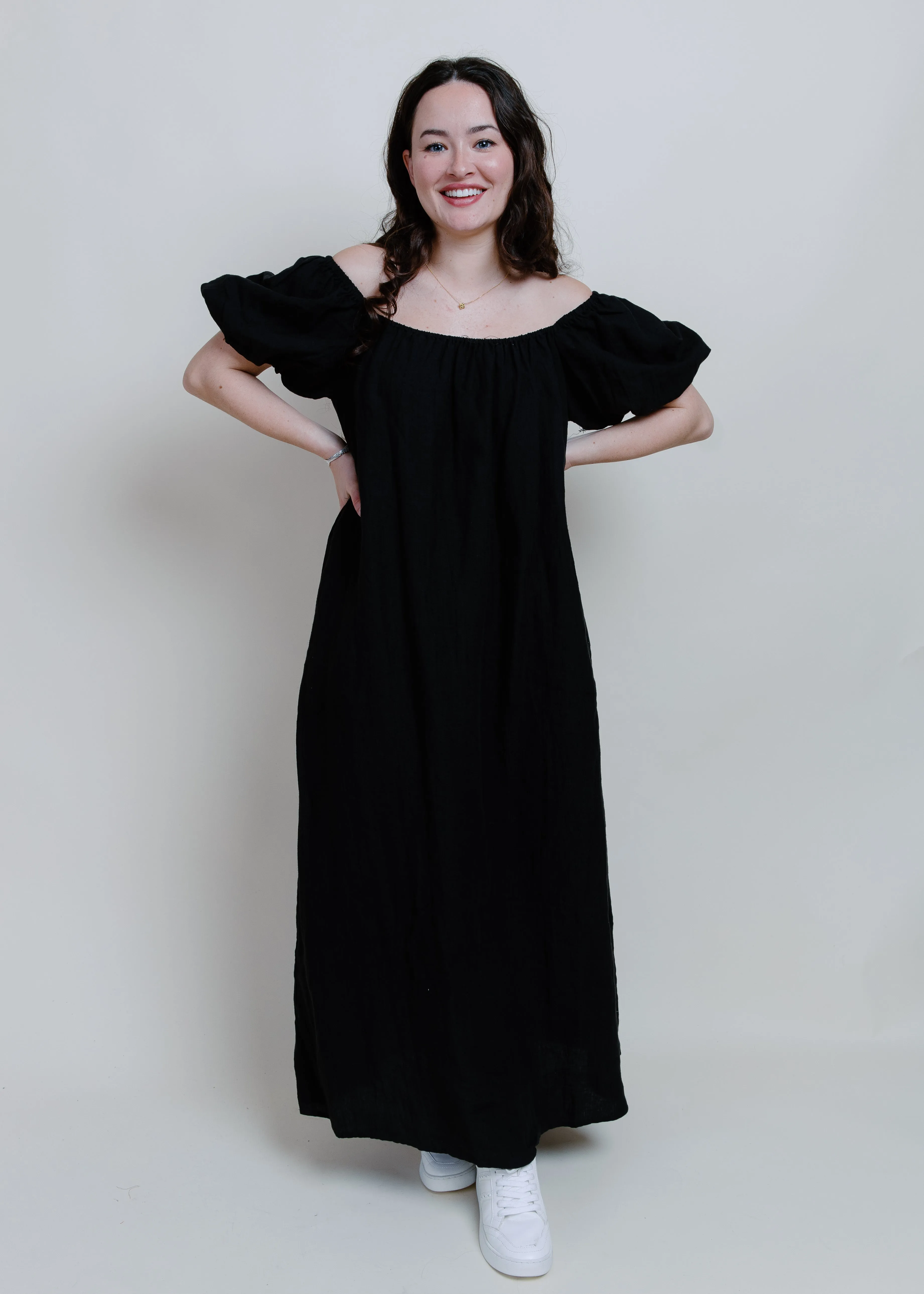 Reid Puff Sleeve Maxi Dress - Black