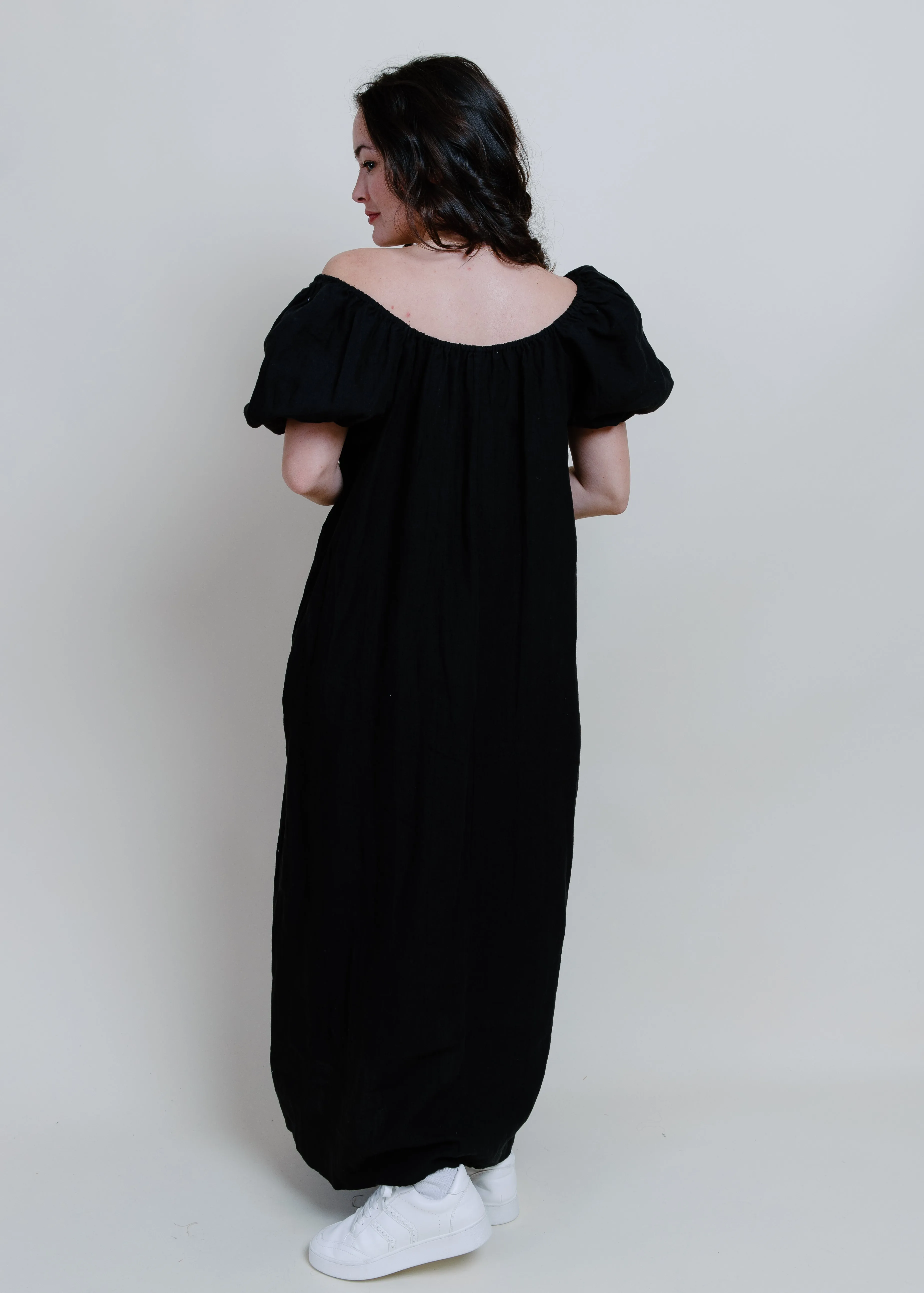 Reid Puff Sleeve Maxi Dress - Black