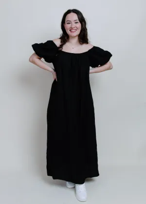 Reid Puff Sleeve Maxi Dress - Black