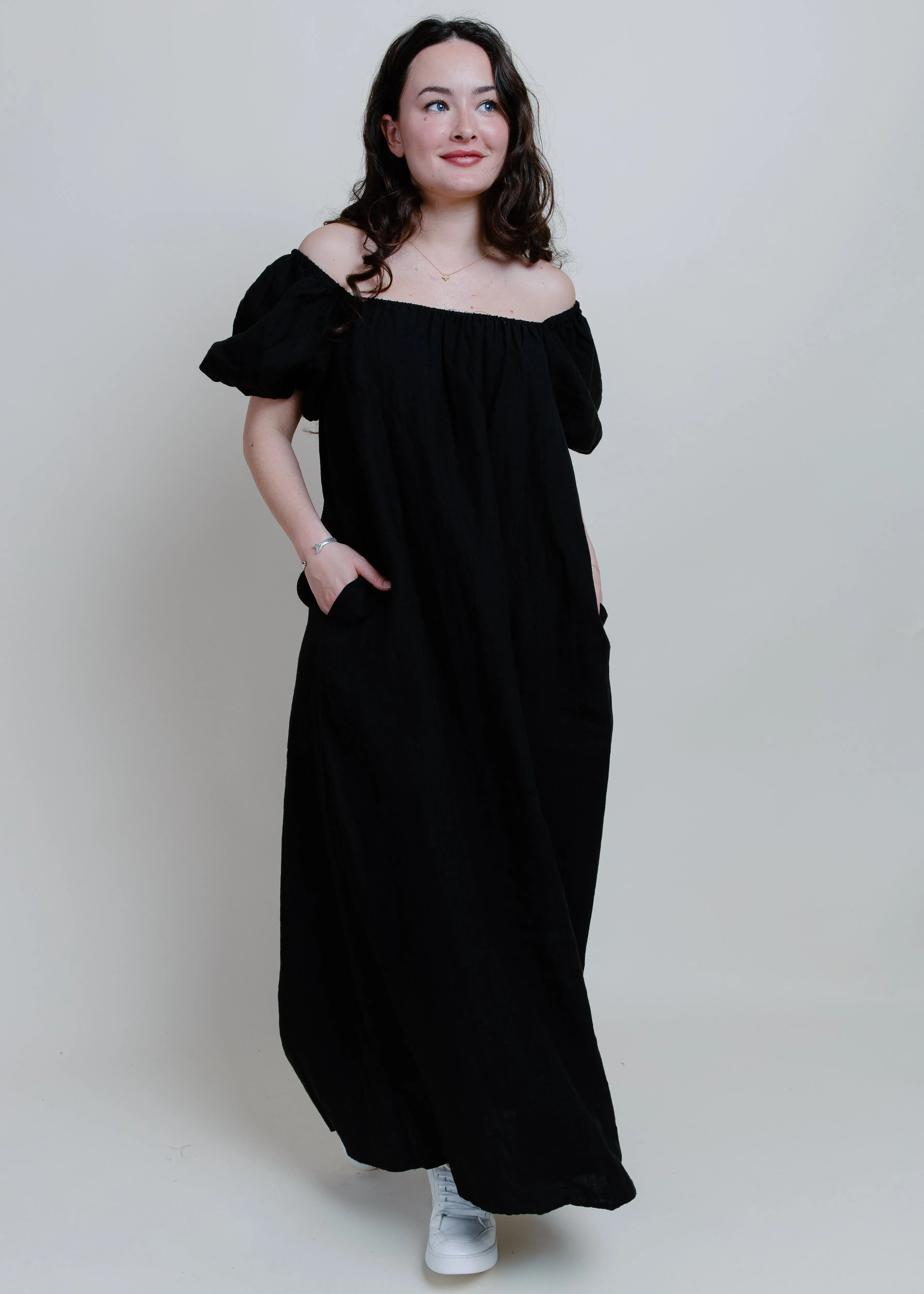 Reid Puff Sleeve Maxi Dress - Black