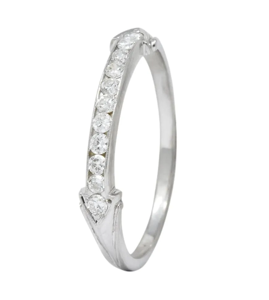 Retro 0.33 CTW Round Brilliant Cut Diamond Platinum Band Ring