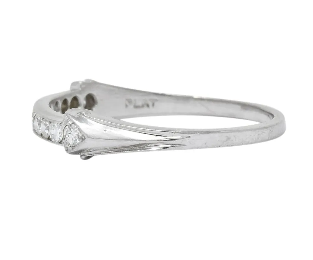 Retro 0.33 CTW Round Brilliant Cut Diamond Platinum Band Ring