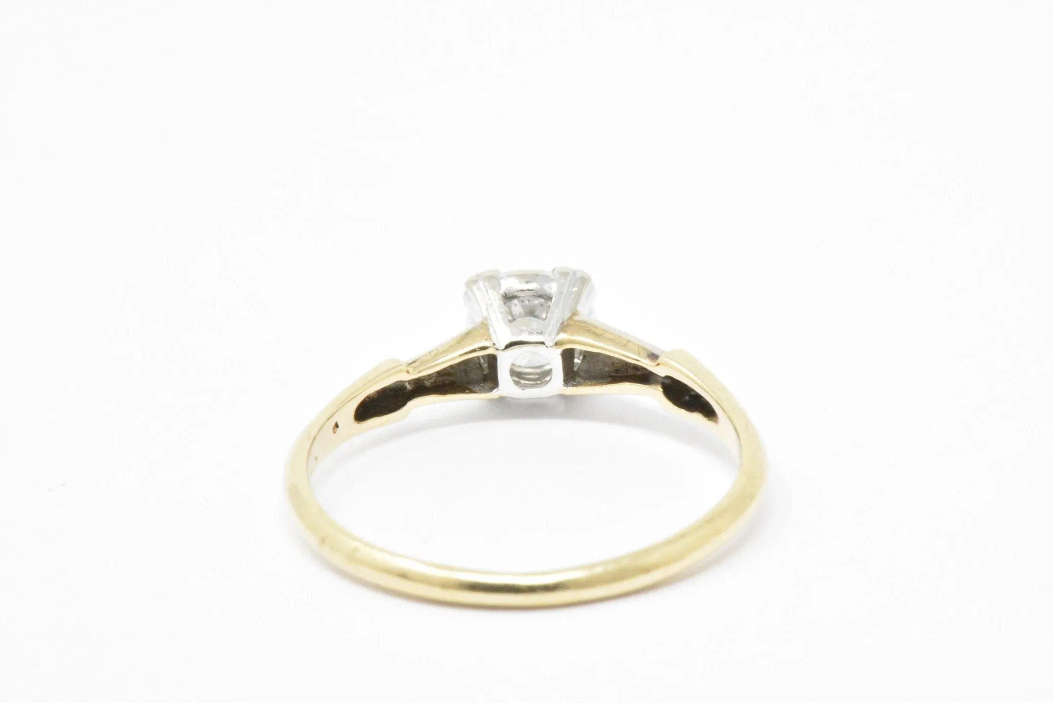 Retro 0.40 CTW Old European Cut Diamond Platinum 14 Karat Gold Engagement Ring