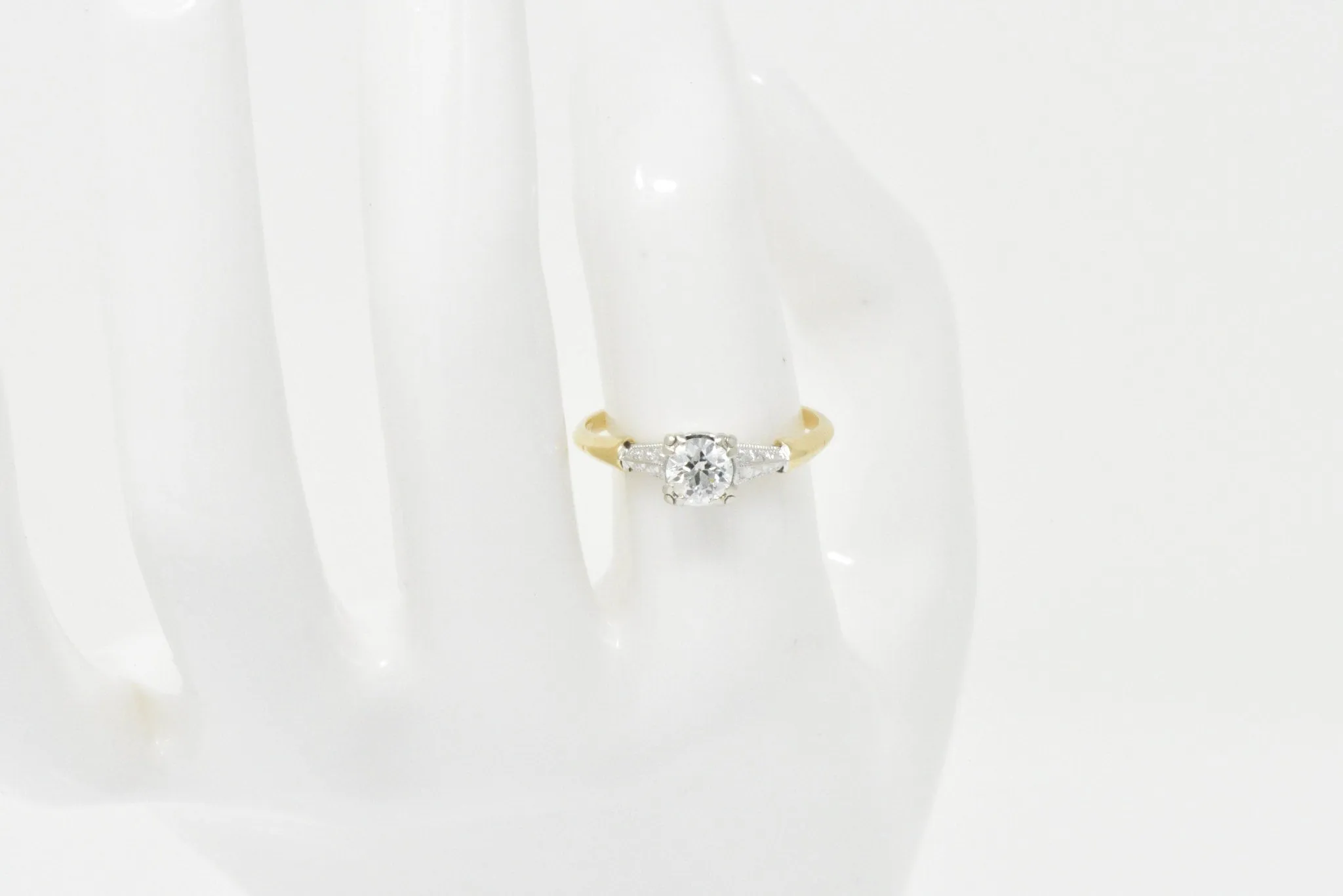 Retro 0.40 CTW Old European Cut Diamond Platinum 14 Karat Gold Engagement Ring