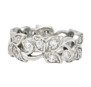 Retro 0.95 CTW Diamond 14 Karat White Gold Band Ring