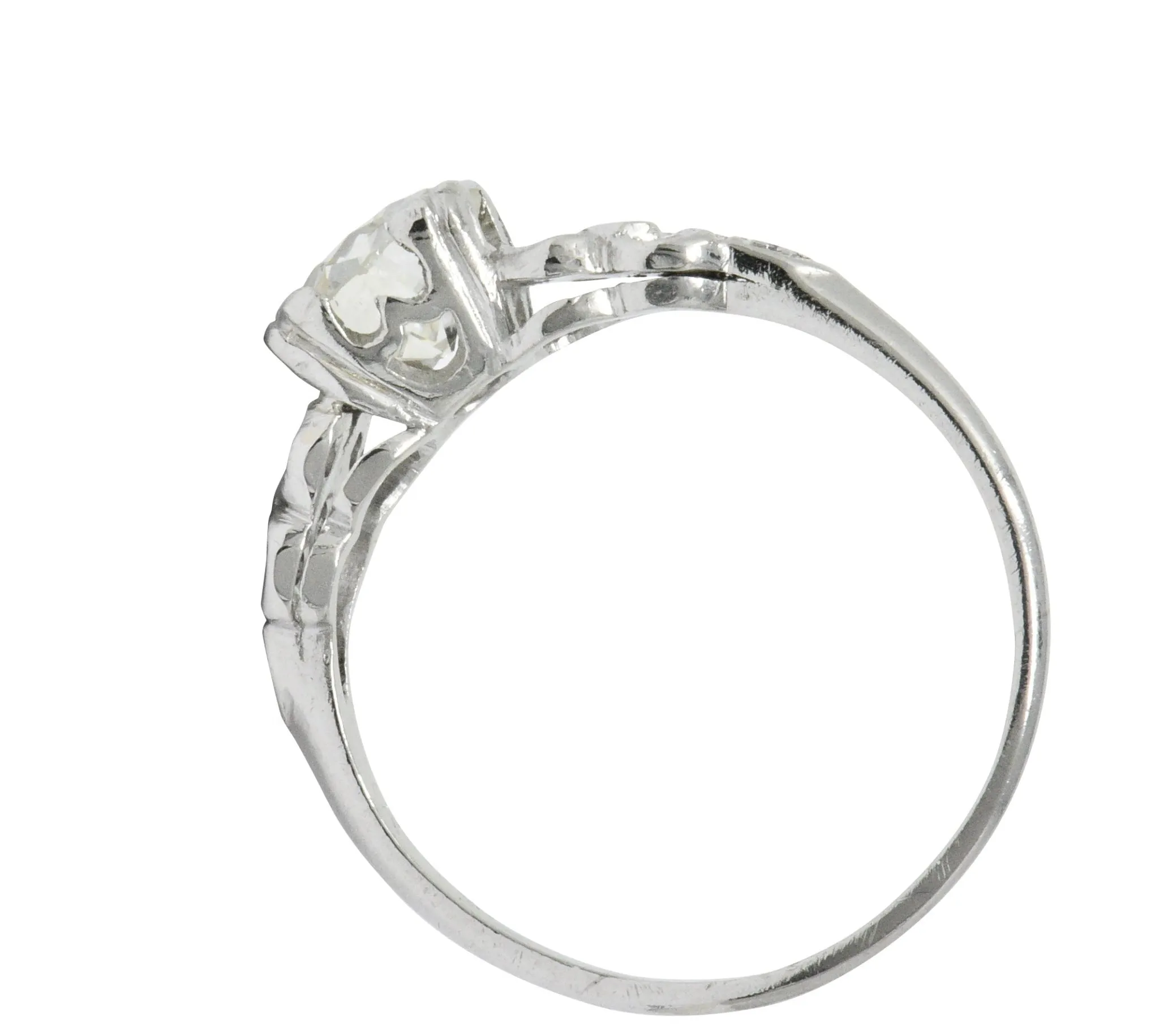 Retro 1.21 CTW Diamond Platinum Floral Engagement Ring GIA