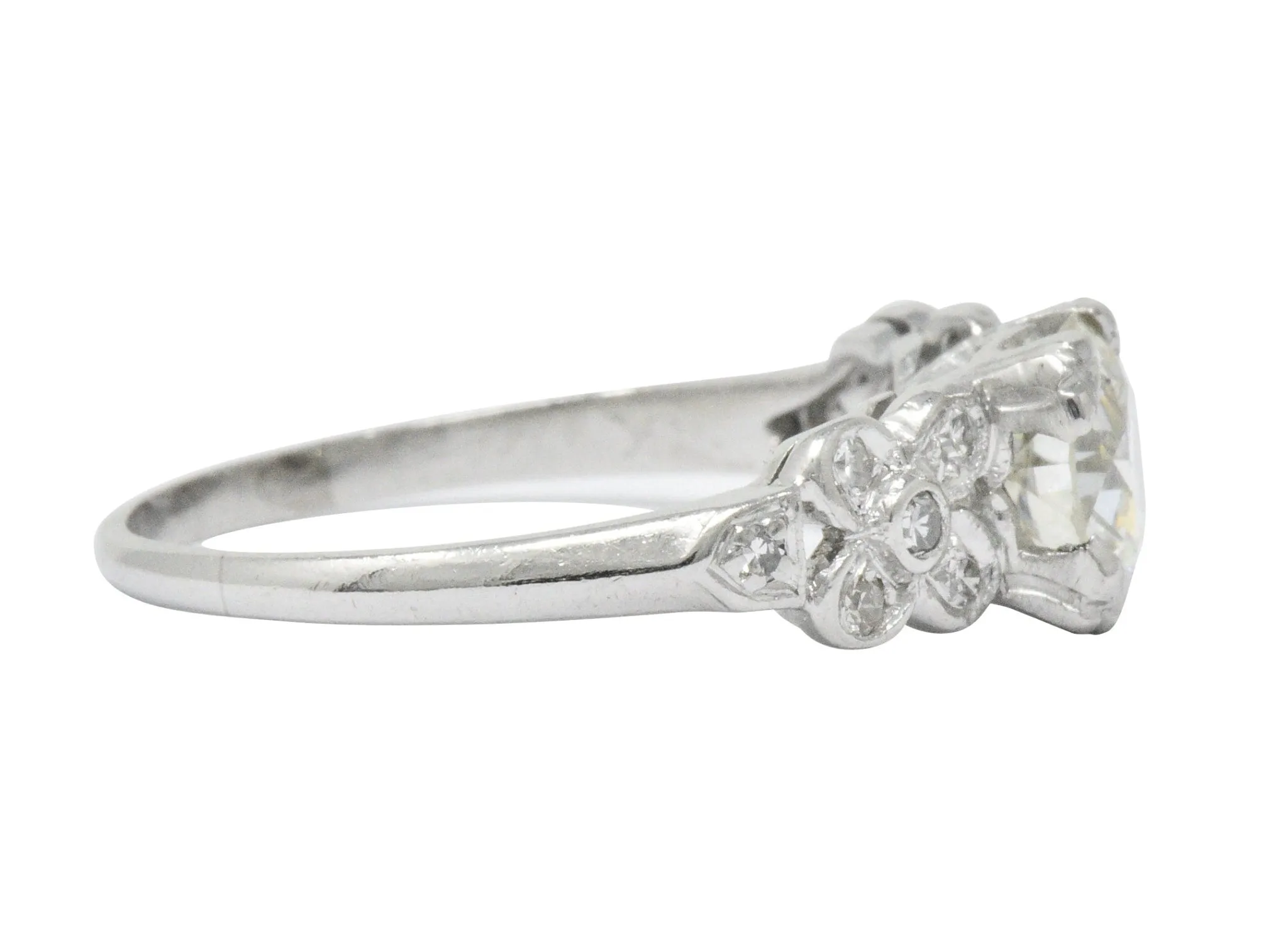 Retro 1.21 CTW Diamond Platinum Floral Engagement Ring GIA