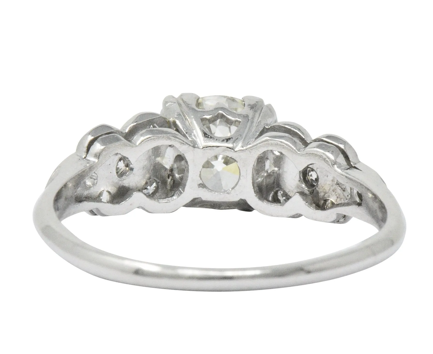 Retro 1.21 CTW Diamond Platinum Floral Engagement Ring GIA
