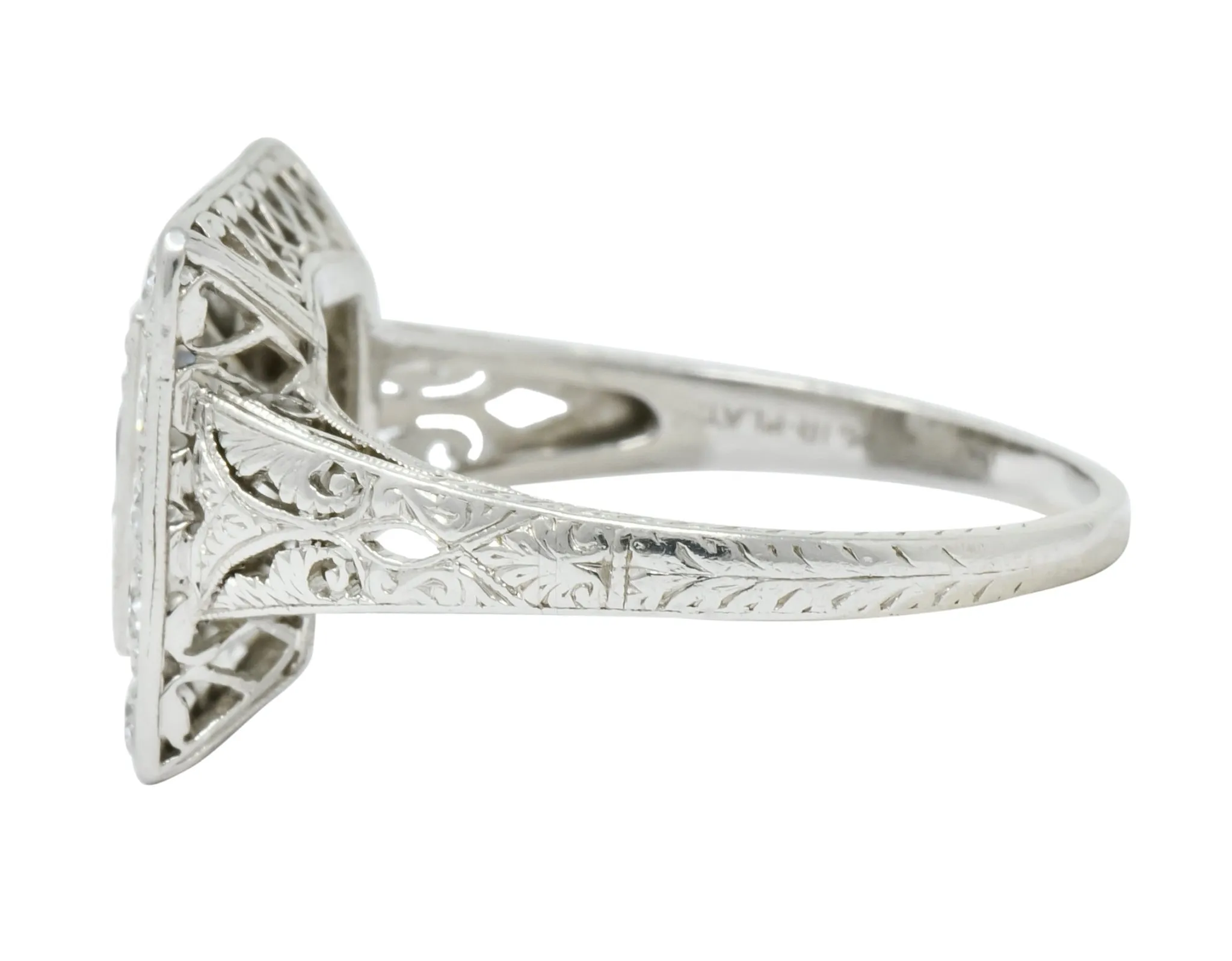 Retro 2.14 CTW Diamond Platinum Square Halo Engagement Ring Circa 1940