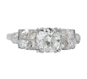 Retro 2.89 CTW Diamond Platinum Engagement Ring GIA