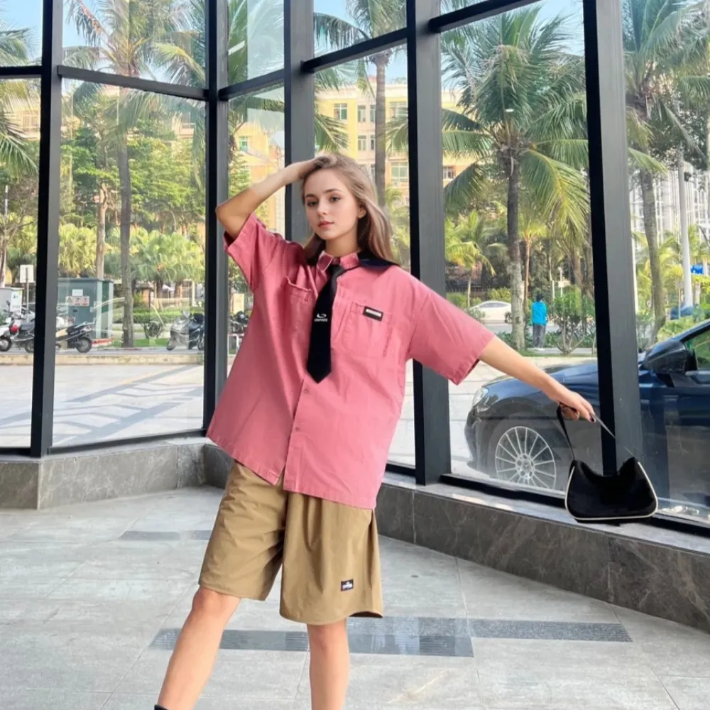Retro Gradient Tie Denim Shirt