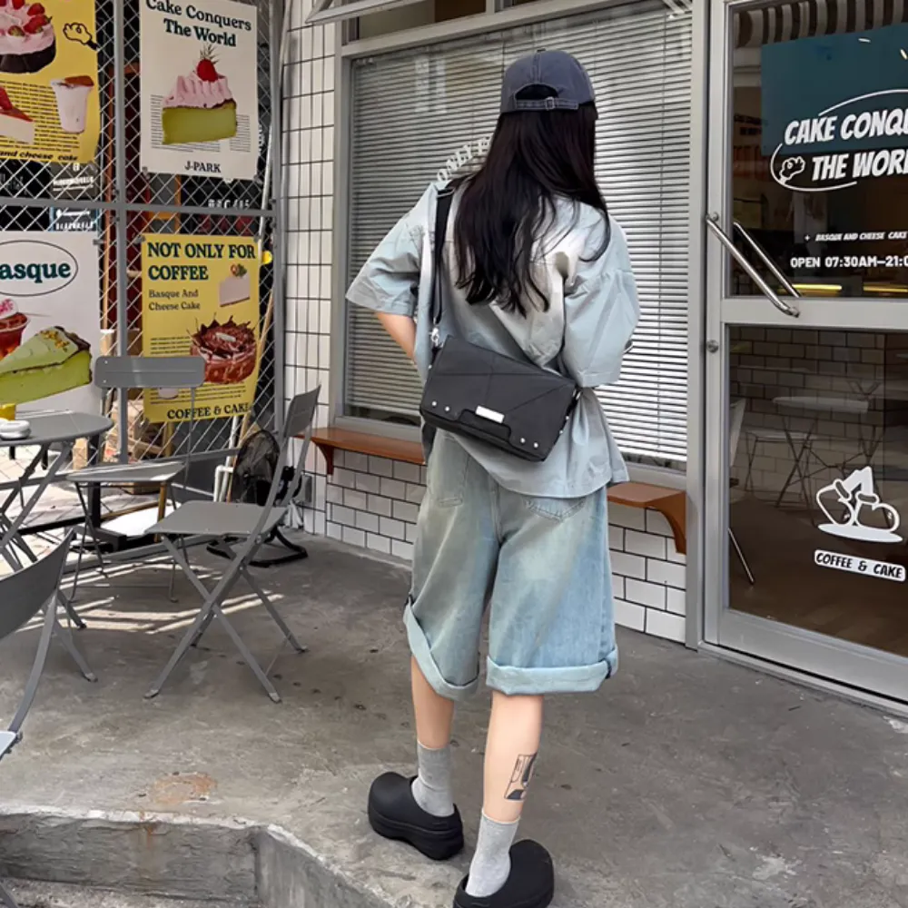 Retro Gradient Tie Denim Shirt