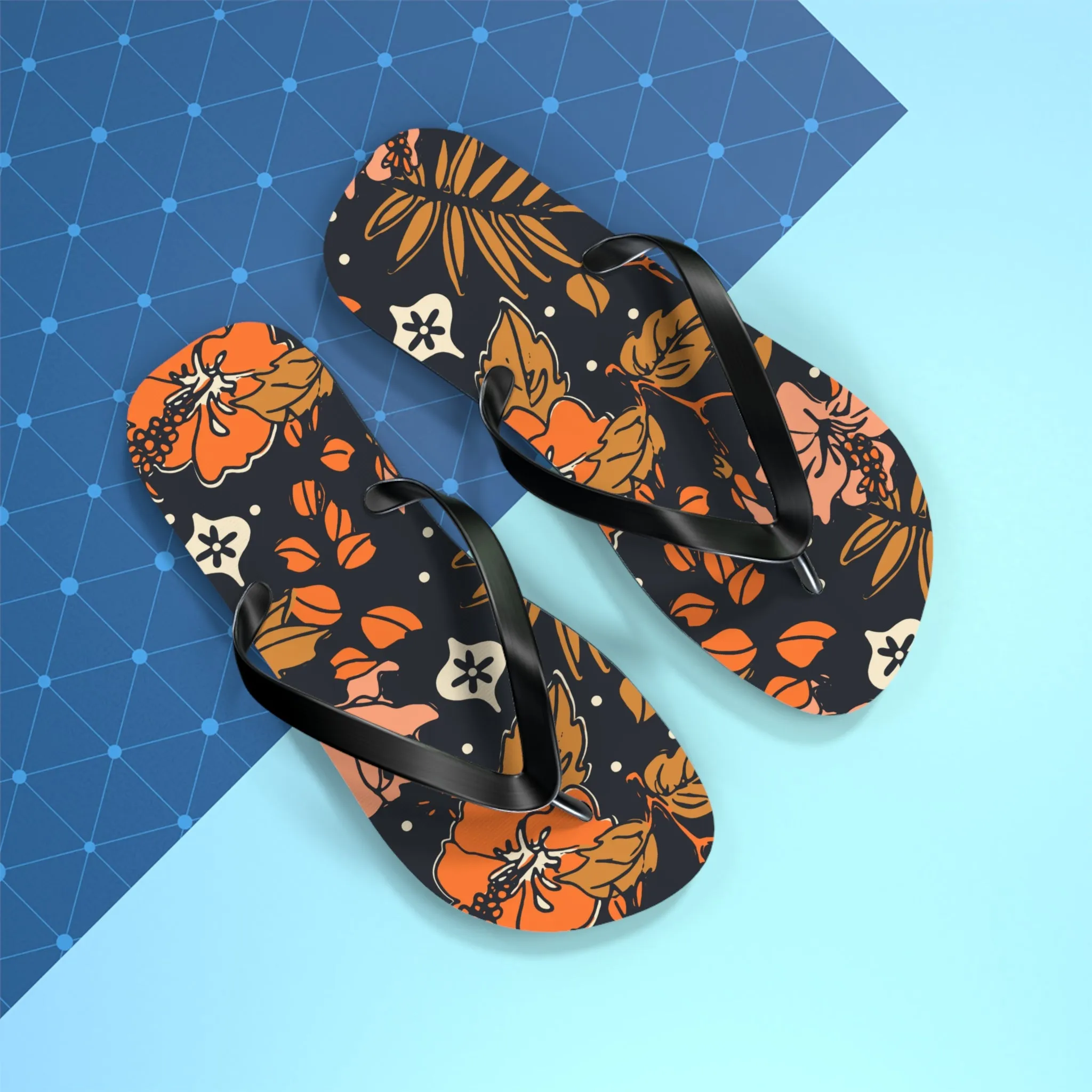 Retro Hibiscus Flip Flops